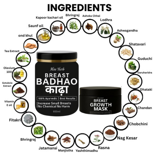 Breast Badhao Kadha & Breast Growth Mask To Increase Breasts Size & Shape By Aloe Herb